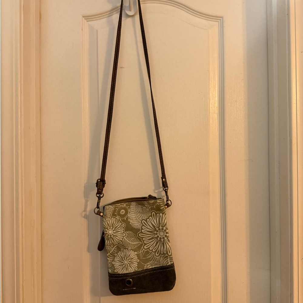 Myra Bag Olive and Brown Floral Crossbody